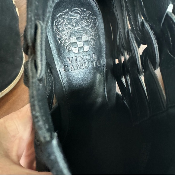 Vince Camuto Black Suede Presteta Braided Ankle Booties LIKE NEW - Picture 6 of 10